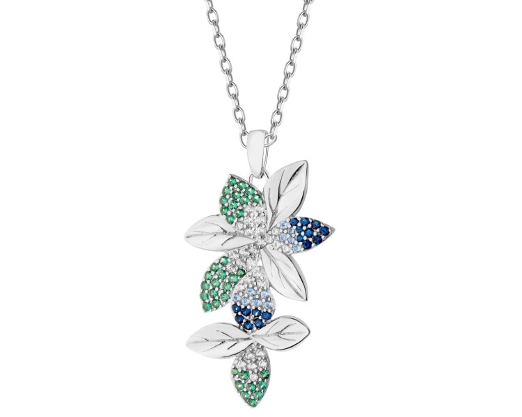 Rhodium Plated Silver Pendant with Cubic Zirconia