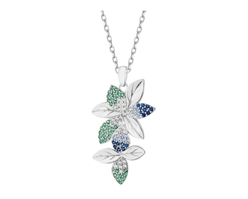 Rhodium Plated Silver Pendant with Cubic Zirconia