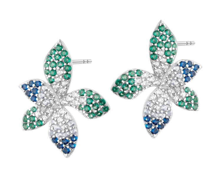 Rhodium Plated Silver Earrings with Cubic Zirconia