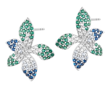 Rhodium Plated Silver Earrings with Cubic Zirconia