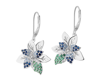 Rhodium Plated Silver Dangling Earring with Cubic Zirconia