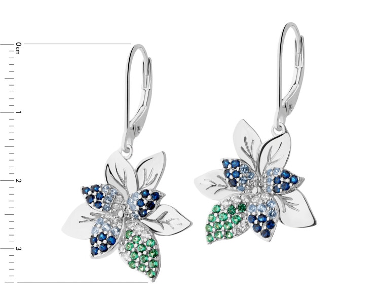 Rhodium Plated Silver Dangling Earring with Cubic Zirconia