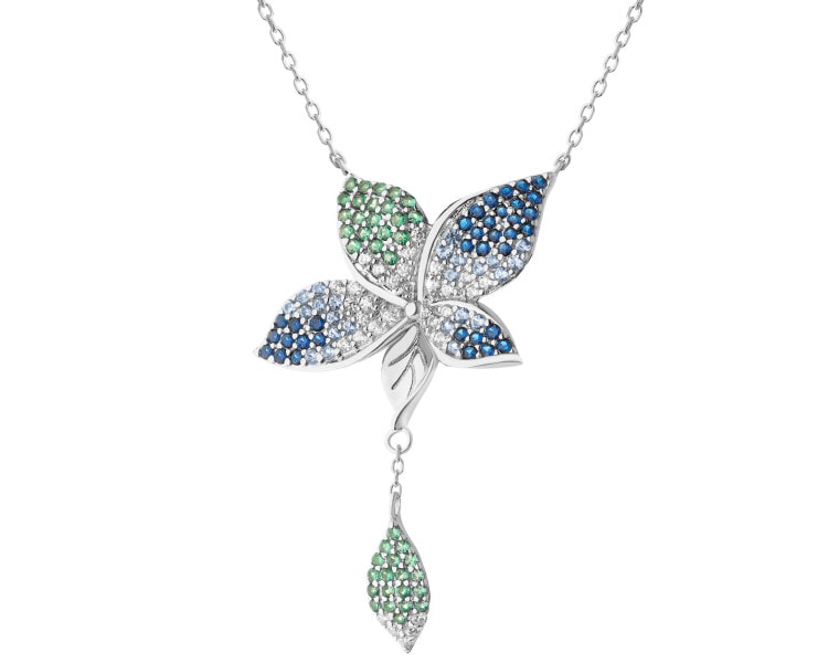 Rhodium Plated Silver Necklace with Cubic Zirconia