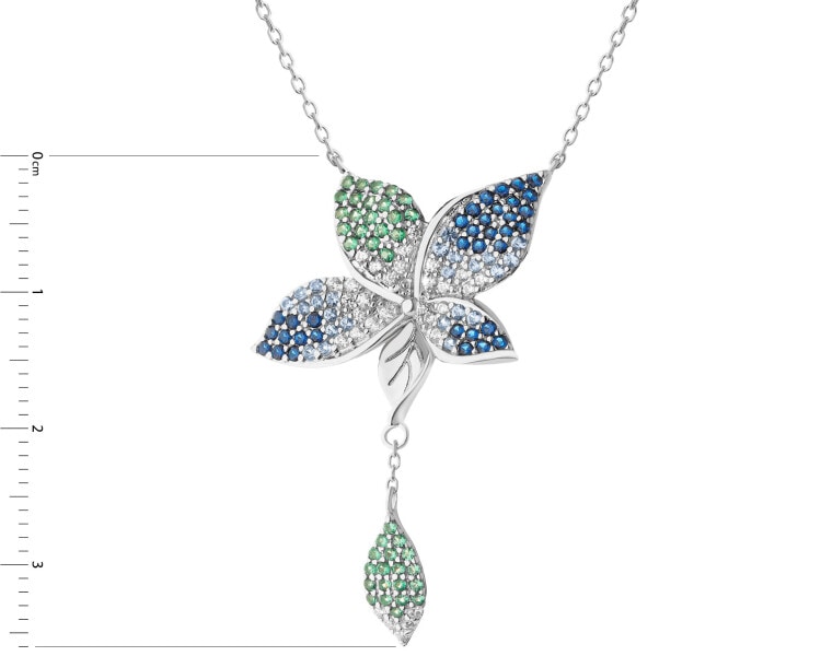 Rhodium Plated Silver Necklace with Cubic Zirconia