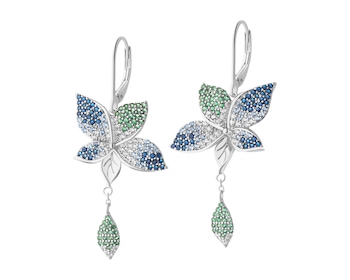 Rhodium Plated Silver Dangling Earring with Cubic Zirconia