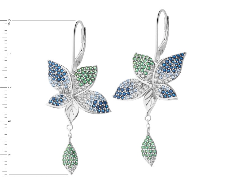 Rhodium Plated Silver Dangling Earring with Cubic Zirconia
