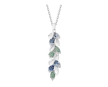 Rhodium Plated Silver Pendant with Cubic Zirconia