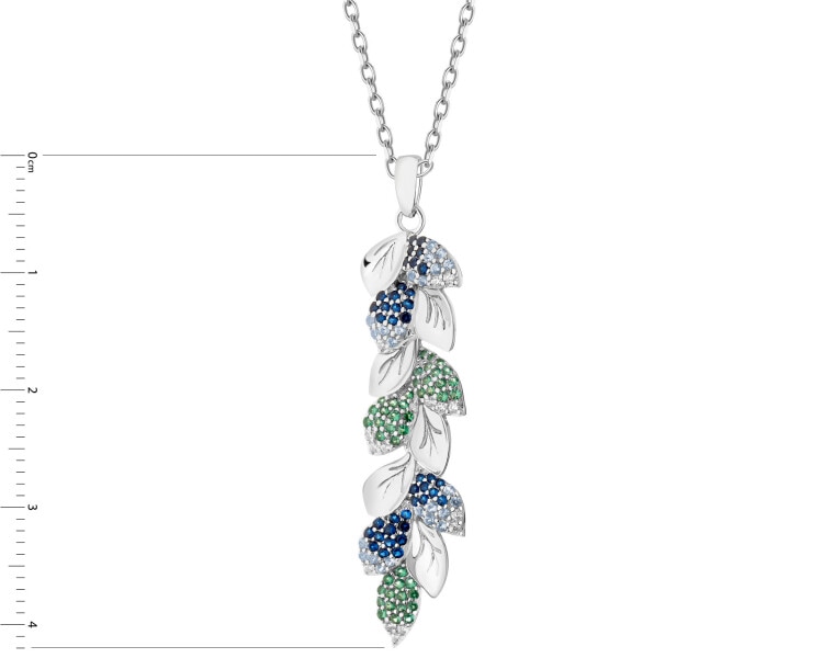 Rhodium Plated Silver Pendant with Cubic Zirconia