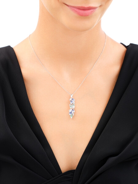 Rhodium Plated Silver Pendant with Cubic Zirconia