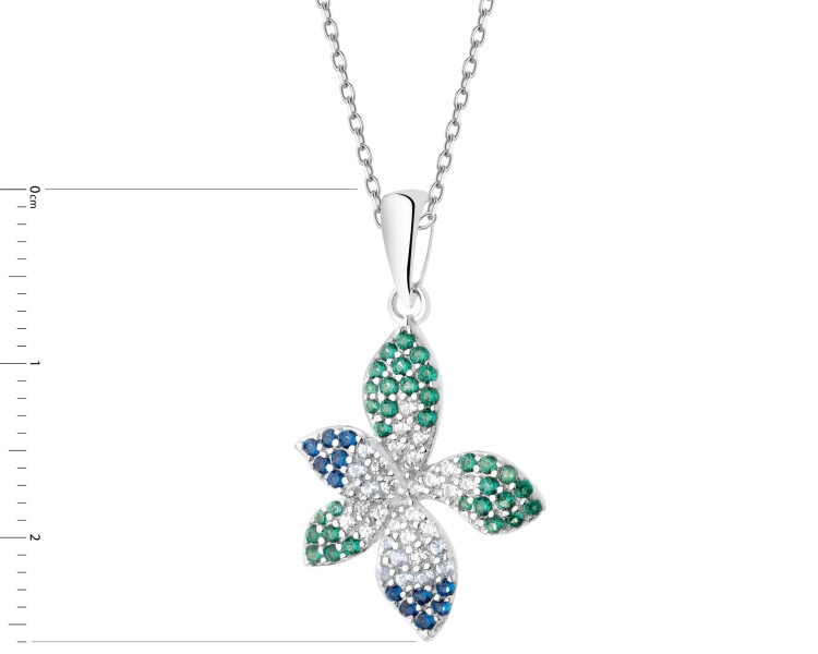 Rhodium Plated Silver Pendant with Cubic Zirconia