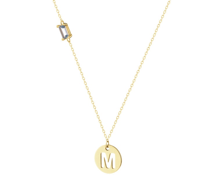 9 K Yellow Gold Necklace with Nano Stone