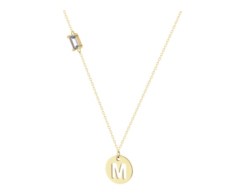 9 K Yellow Gold Necklace with Nano Stone