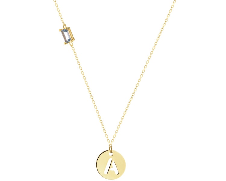 9 K Yellow Gold Necklace with Nano Stone