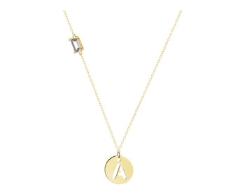 9 K Yellow Gold Necklace with Nano Stone