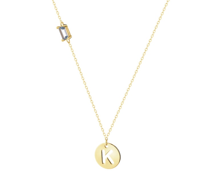 9 K Yellow Gold Necklace with Nano Stone