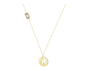 9 K Yellow Gold Necklace with Nano Stone