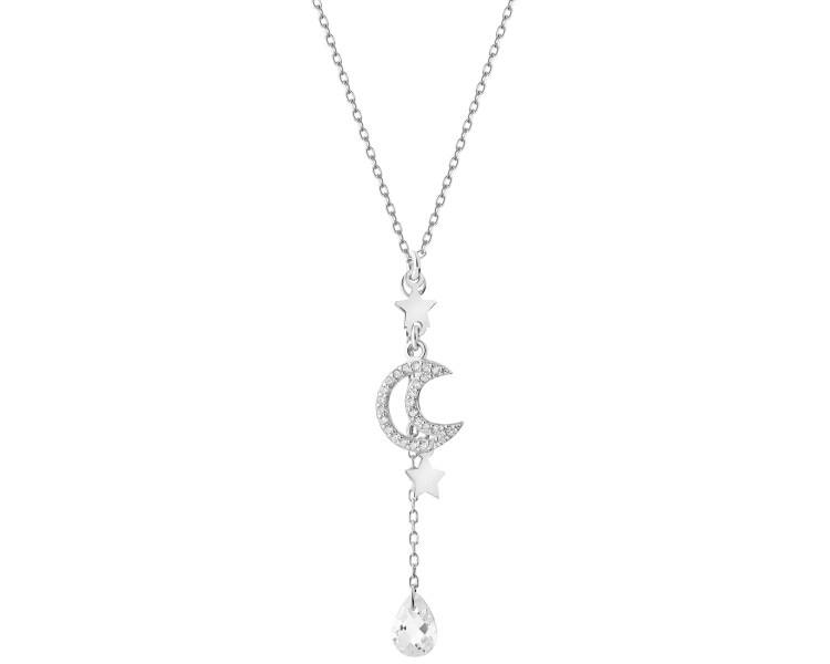 Rhodium Plated Silver Necklace with Cubic Zirconia