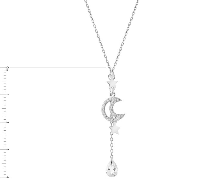 Rhodium Plated Silver Necklace with Cubic Zirconia