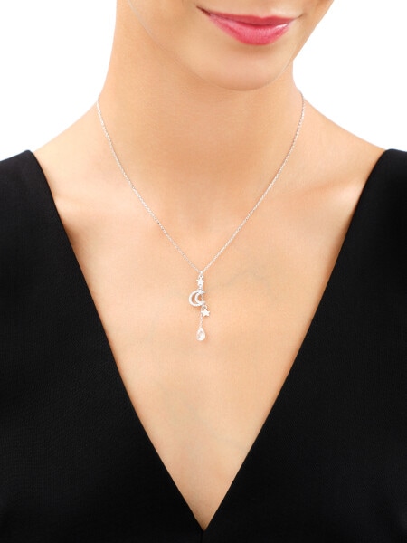 Rhodium Plated Silver Necklace with Cubic Zirconia