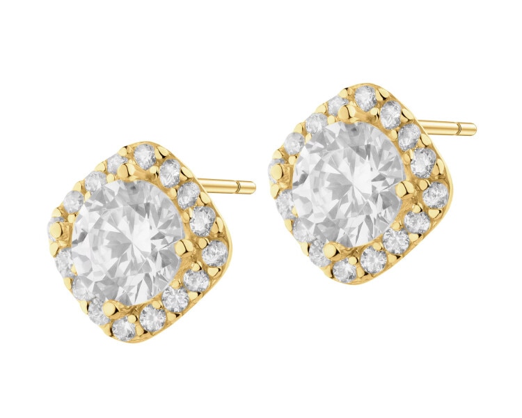 8 K Yellow Gold Earrings with Cubic Zirconia