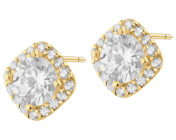 8 K Yellow Gold Earrings with Cubic Zirconia