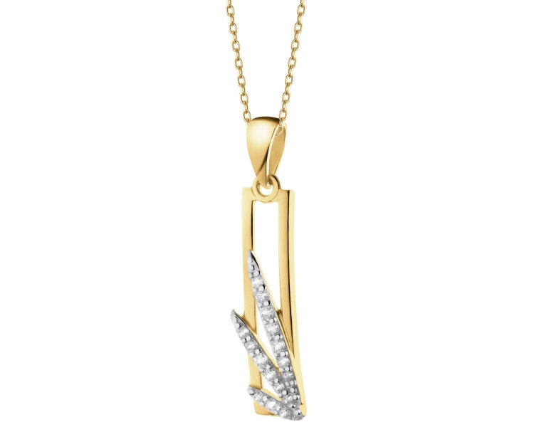 14 K Rhodium-Plated Yellow Gold Pendant with Cubic Zirconia