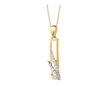 14 K Rhodium-Plated Yellow Gold Pendant with Cubic Zirconia