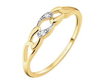 8 K Rhodium-Plated Yellow Gold Ring with Cubic Zirconia