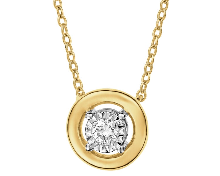 585 Yellow And White Gold Plated Necklace with Diamond - 0,06 ct - fineness 585