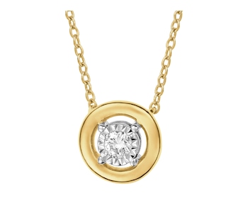 585 Yellow And White Gold Plated Necklace with Diamond - 0,06 ct - fineness 585