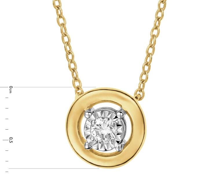 585 Yellow And White Gold Plated Necklace with Diamond - 0,06 ct - fineness 585