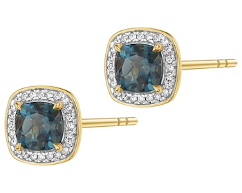 14 K Rhodium-Plated Yellow Gold Earrings  - fineness 14 K