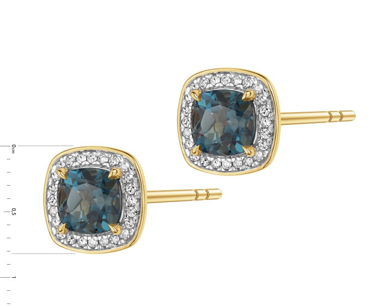 14 K Rhodium-Plated Yellow Gold Earrings  - fineness 14 K