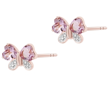 9 K Rhodium Plated Rose Gold Earrings  - fineness 9 K