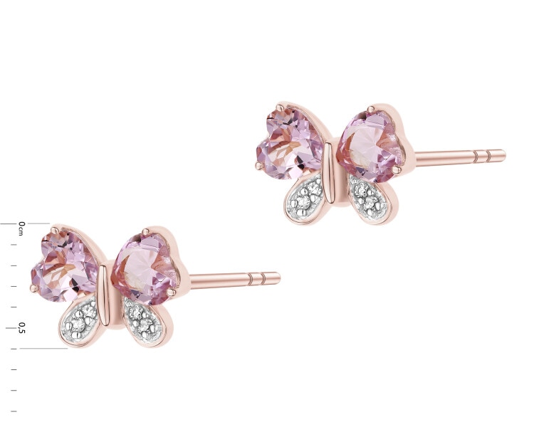 9 K Rhodium Plated Rose Gold Earrings  - fineness 9 K