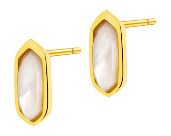 Gold-Plated Brass, Gold-Plated Silver Earrings with Mother Of Pearl