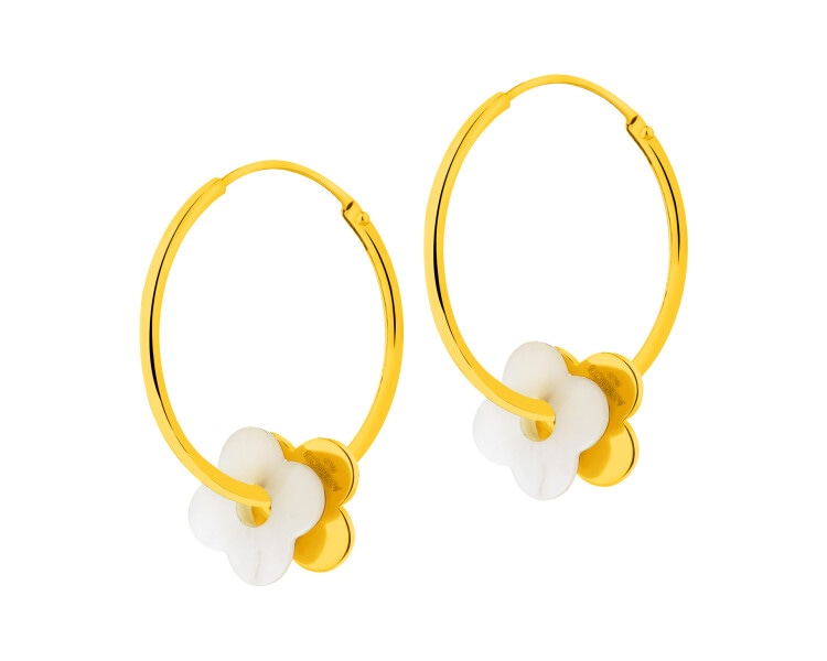 Gold-Plated Brass, Gold-Plated Silver Hoop Earring with Mother Of Pearl