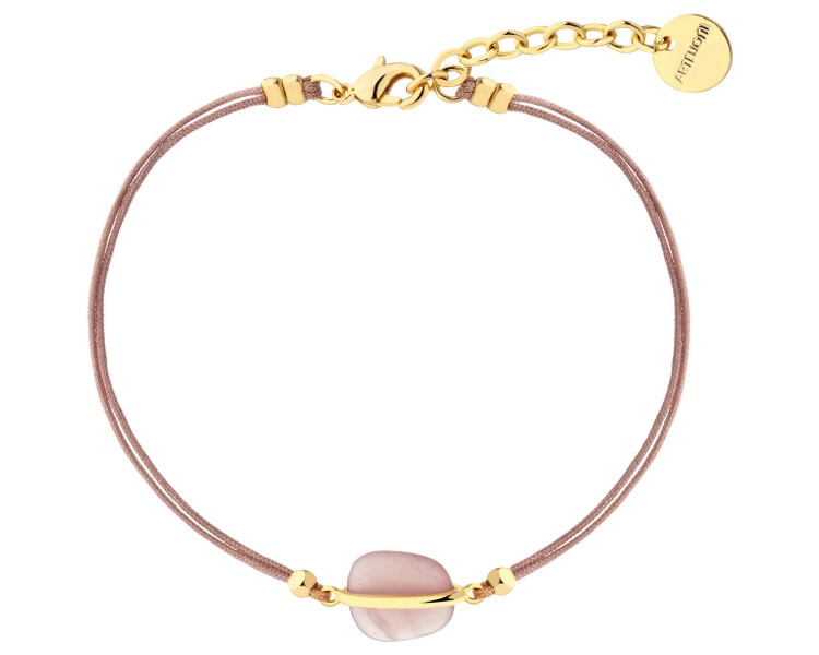 Gold-Plated Brass Bracelet with Chalcedony