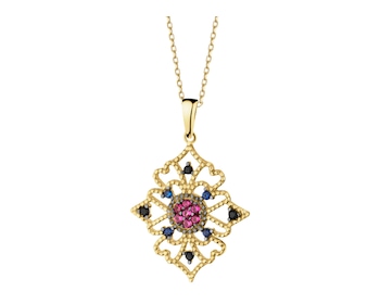 585 Yellow Gold/Black Rhodium Pendant with Cubic Zirconia