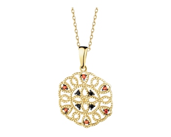 375 Yellow Gold/Black Rhodium Pendant with Cubic Zirconia