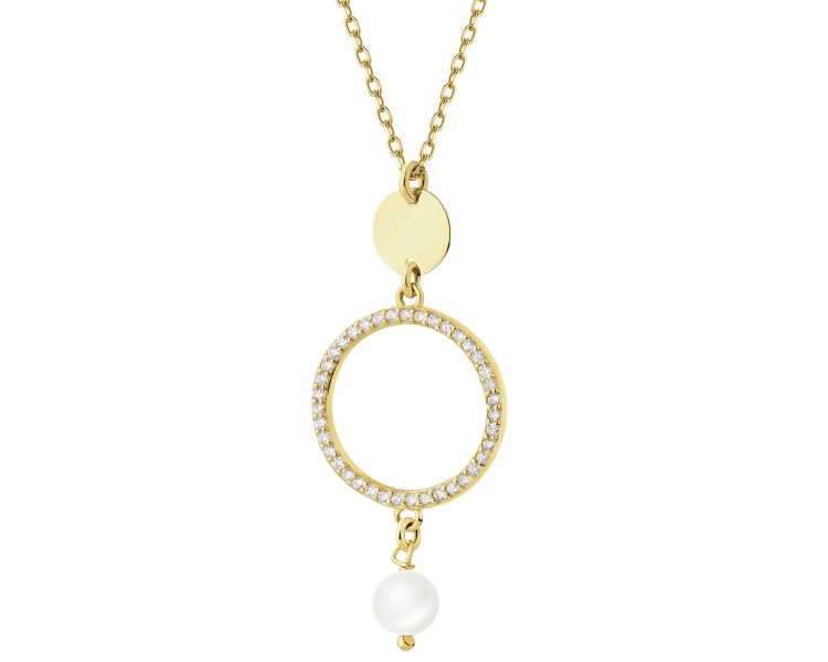 Gold-Plated Silver Necklace with Cubic Zirconia