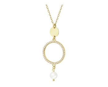 Gold-Plated Silver Necklace with Cubic Zirconia