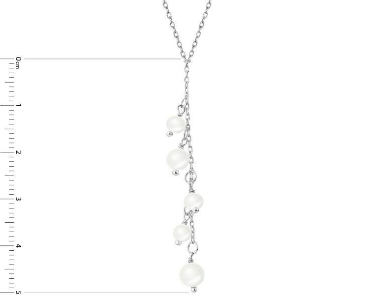 Rhodium Plated Silver Necklace with Pearl