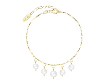 Gold-Plated Silver Bracelet with Pearl