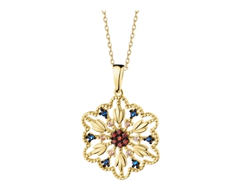 375 Yellow Gold/Black Rhodium Pendant with Cubic Zirconia