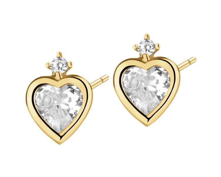 9 K Yellow Gold Earrings with Cubic Zirconia