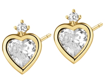 9 K Yellow Gold Earrings with Cubic Zirconia