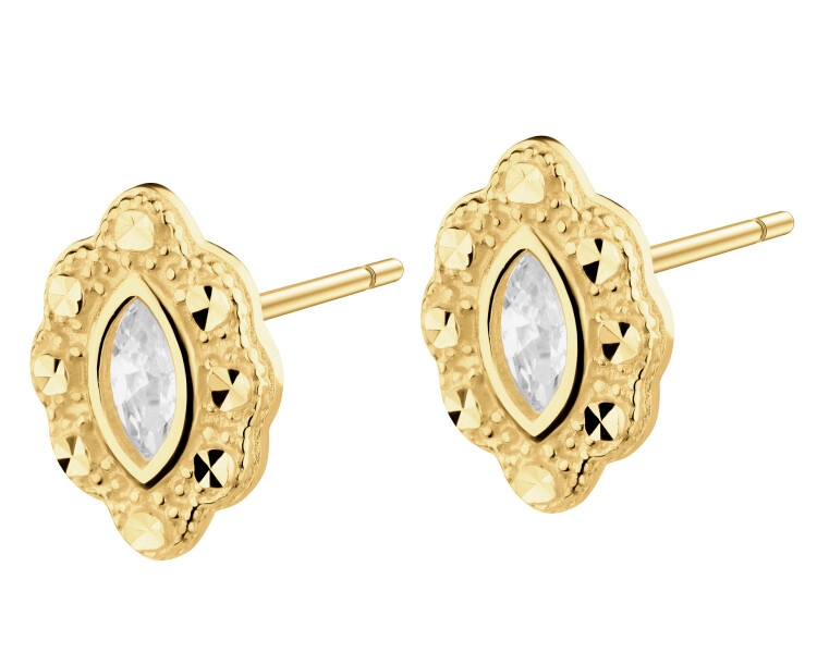 9 K Yellow Gold Earrings with Cubic Zirconia