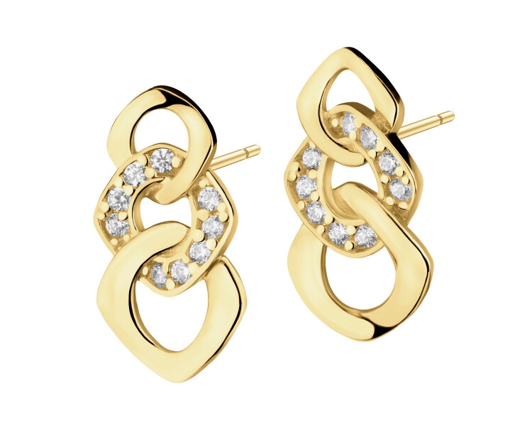 9 K Yellow Gold Earrings with Cubic Zirconia