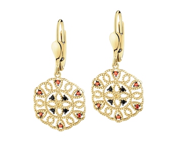 375 Yellow Gold/Black Rhodium Dangling Earring with Cubic Zirconia